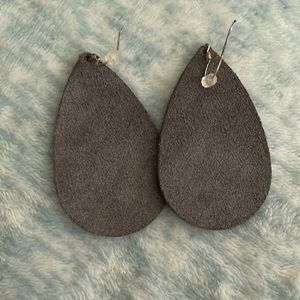 Nickel and Suede Charcoal Suede Teardrops Med.